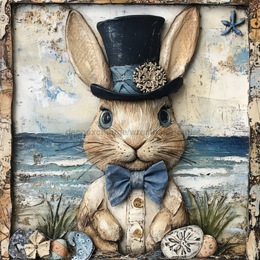 Nautical Sign, Easter, Bunny Sign, DCO-02602, Sign For Wreath, 10x10